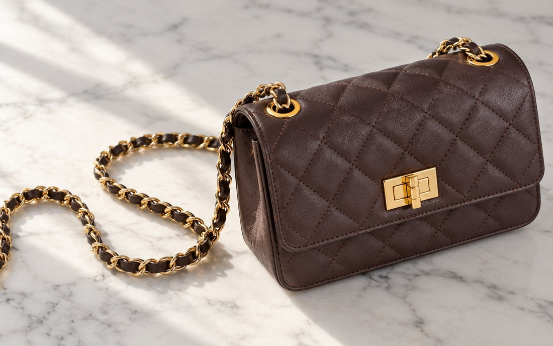 Diamond-stitched genuine leather and woven chain – Misariva Cremona