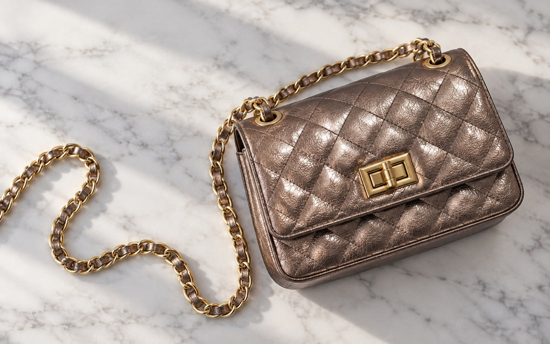 Diamond-stitched genuine leather and woven chain – Misariva Cremona