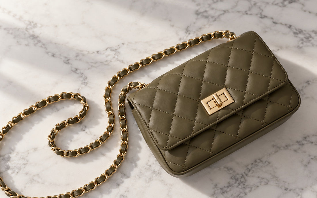 Diamond-stitched genuine leather and woven chain – Misariva Cremona