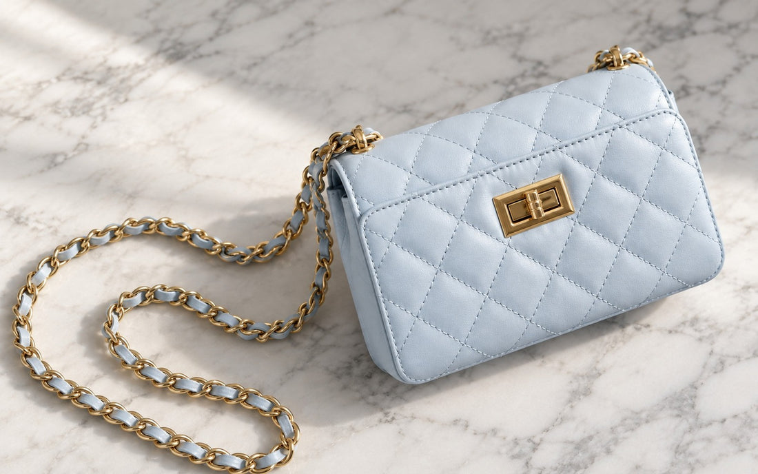 Diamond-stitched genuine leather and woven chain – Misariva Cremona