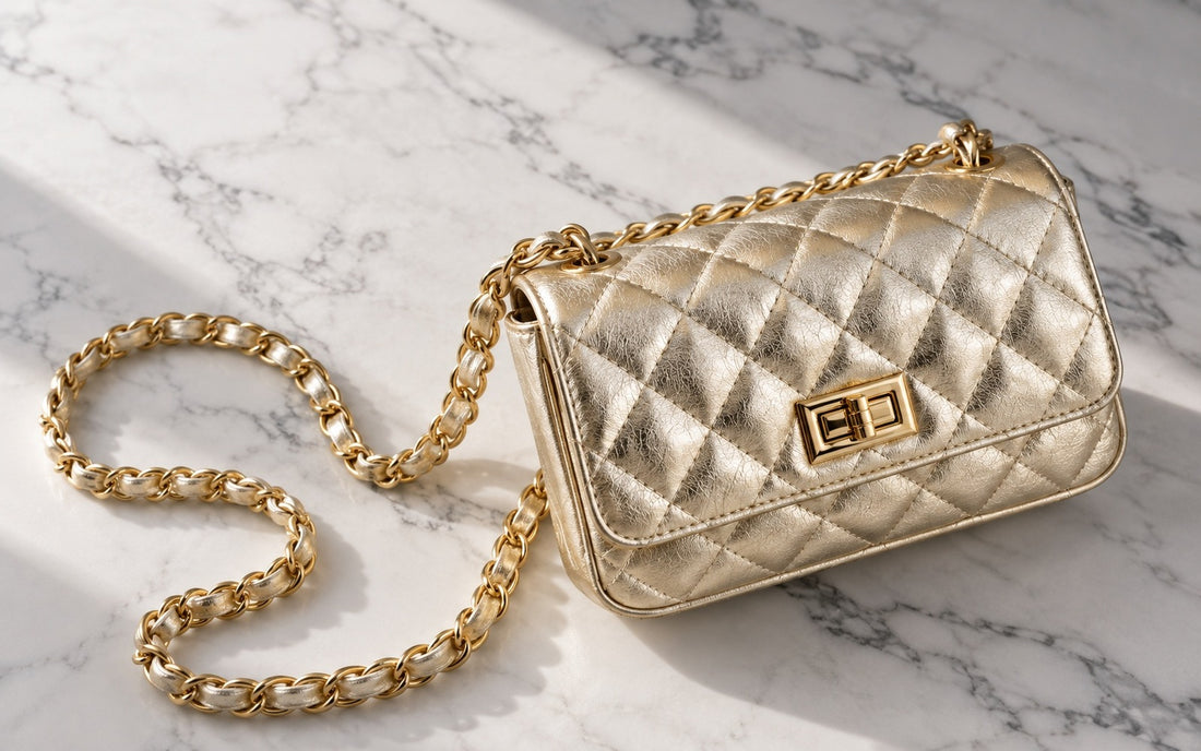 Diamond-stitched genuine leather and woven chain – Misariva Cremona