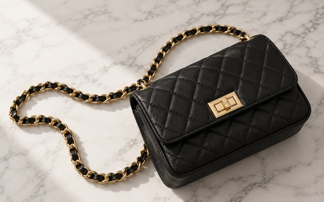 Diamond-stitched genuine leather and woven chain – Misariva Cremona