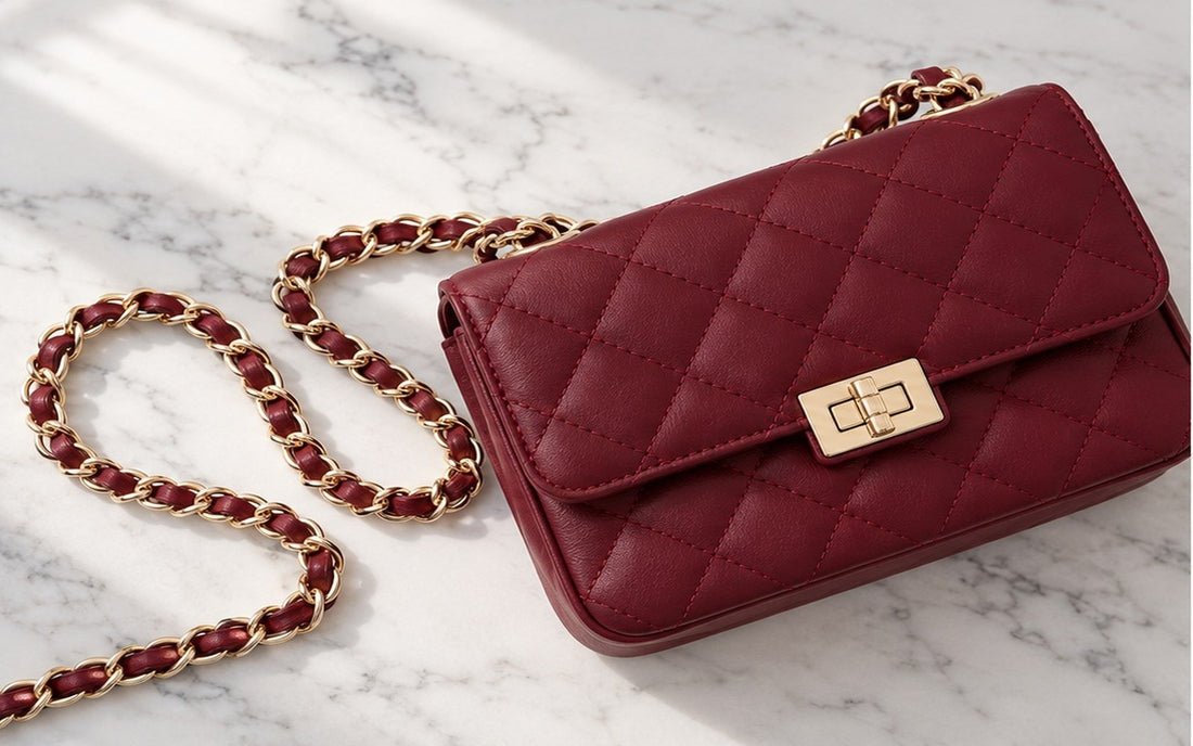 Diamond-stitched genuine leather and woven chain – Misariva Cremona