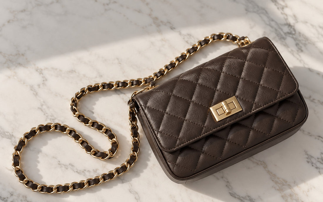 Diamond-stitched genuine leather and woven chain – Misariva Cremona