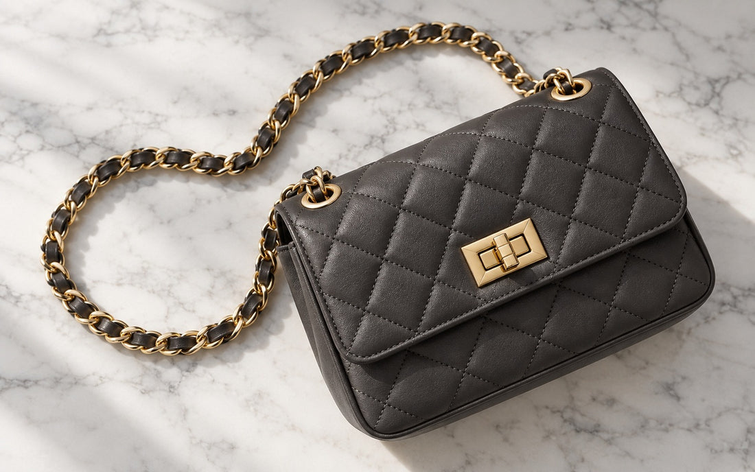 Diamond-stitched genuine leather and woven chain – Misariva Cremona