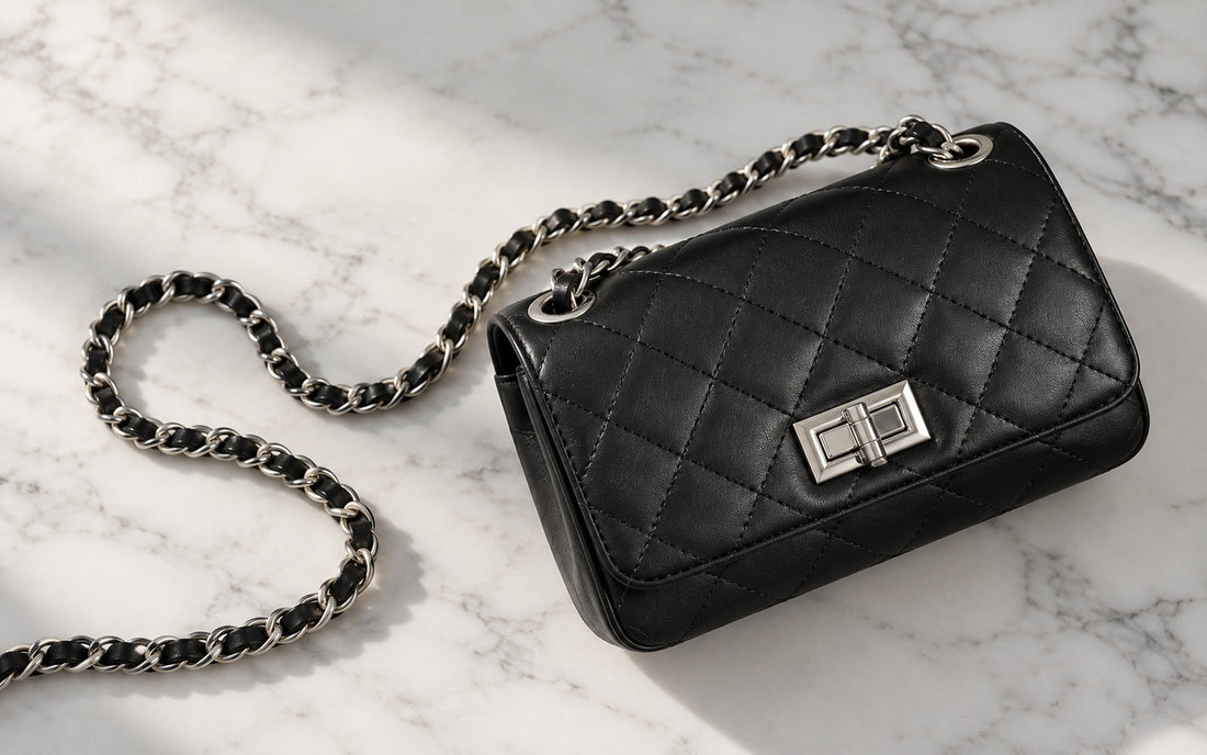 Diamond-stitched genuine leather and woven chain – Misariva Cremona