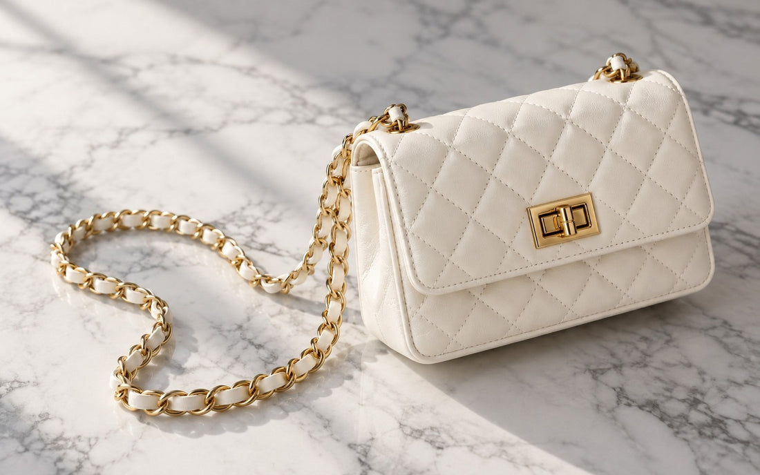 Diamond-stitched genuine leather and woven chain – Misariva Cremona