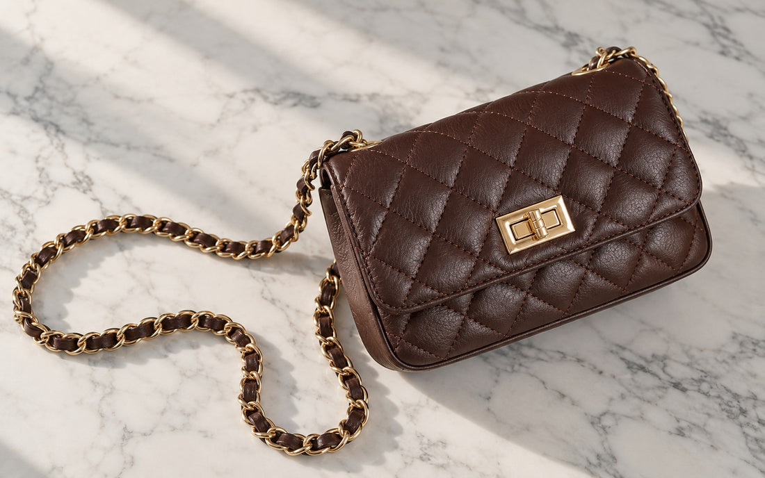 Diamond-stitched genuine leather and woven chain – Misariva Cremona