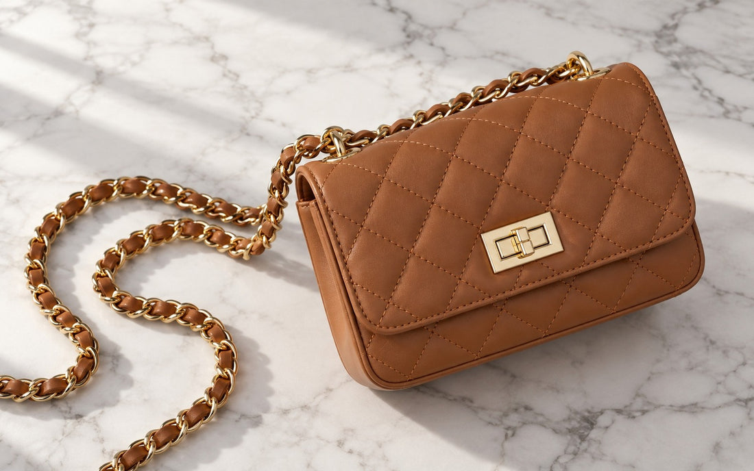 Diamond-stitched genuine leather and woven chain – Misariva Cremona