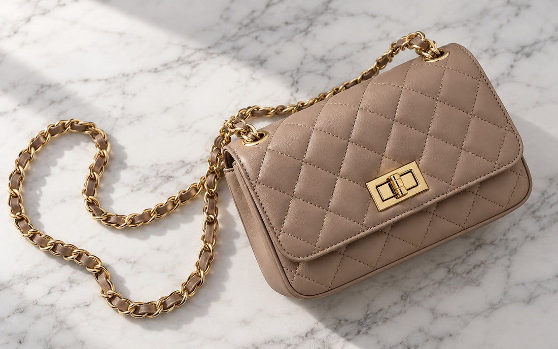Diamond-stitched genuine leather and woven chain – Misariva Cremona