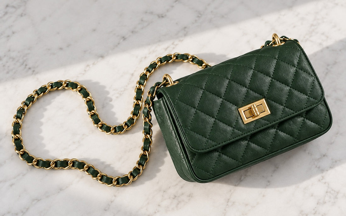 Diamond-stitched genuine leather and woven chain – Misariva Cremona