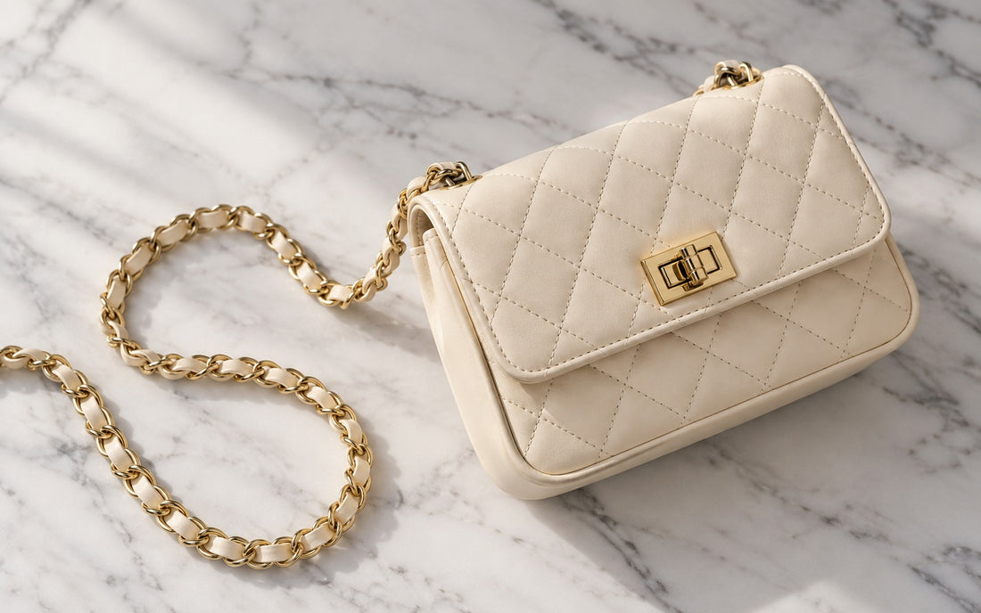 Diamond-stitched genuine leather and woven chain – Misariva Cremona