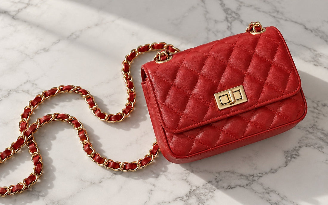 Diamond-stitched genuine leather and woven chain – Misariva Cremona