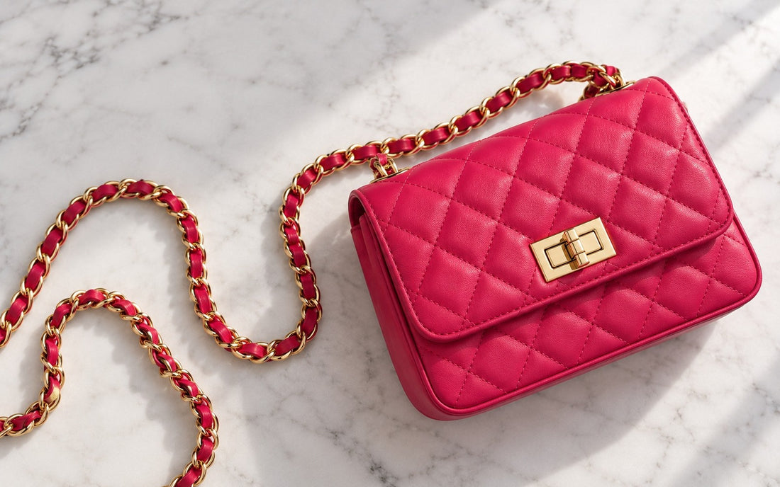 Diamond-stitched genuine leather and woven chain – Misariva Cremona