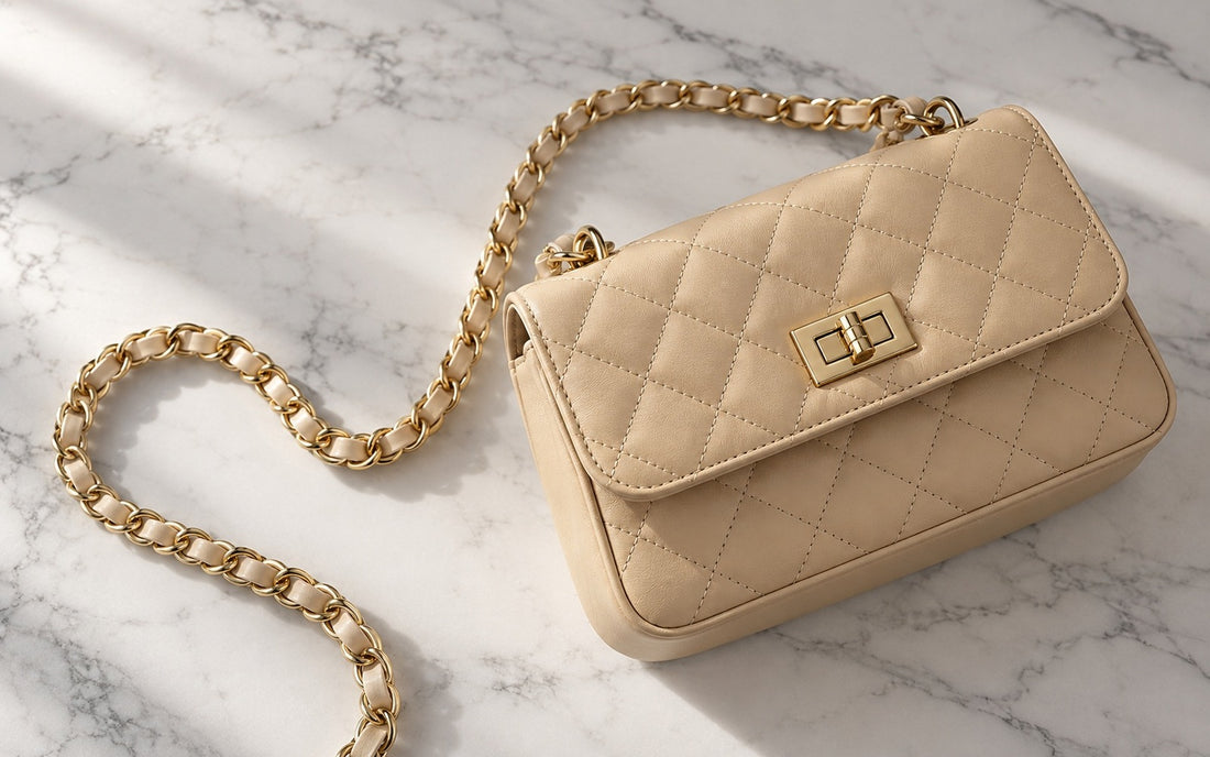 Diamond-stitched genuine leather and woven chain – Misariva Cremona
