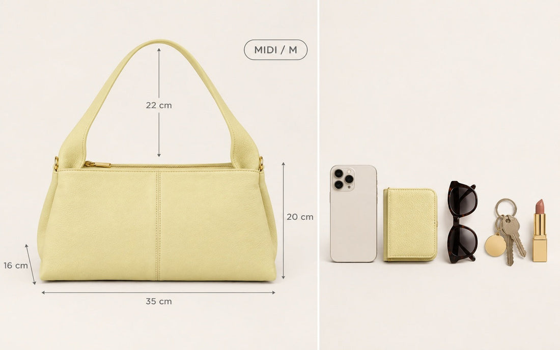 Misariva Verona Midi: 35 × 20 × 16 cm e os objetos que cabem