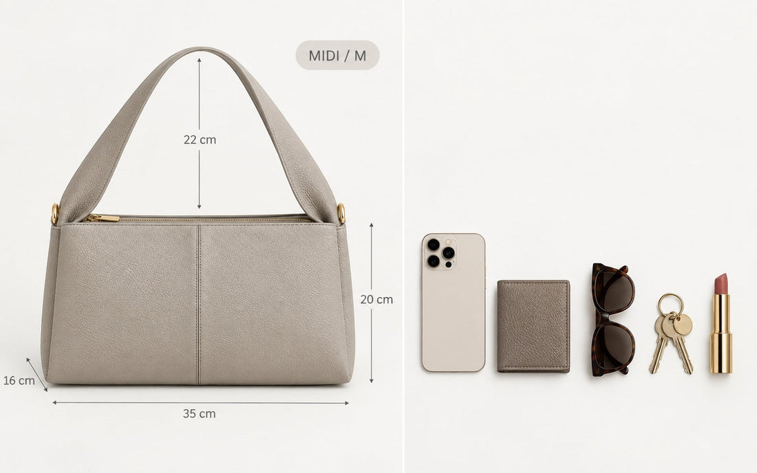 Misariva Verona Midi: 35 × 20 × 16 cm e os objetos que cabem